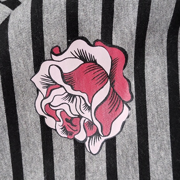 NWT! George Grey and Black Striped Sweatshirt with Rose! Size small! - Picture 10 of 10